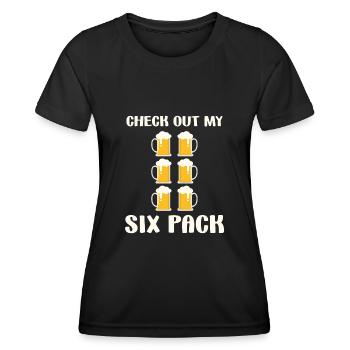 Check Out My Six Pack Beer Funny Fitness Humor - Women's Functional T-Shirt - black - Front - AI Model Female 172 light (172cm)