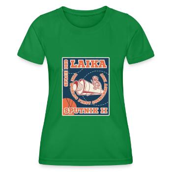 Laika Sputnik 2 Hund Weltraum Russland UdSSR - Frauen Funktions-T-Shirt - Kelly Green - Vorne - AI Model Female 172 dark (172cm)