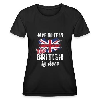 Brite Großbritannien Herkunft Britische Flagge - Frauen Funktions-T-Shirt - Schwarz - Vorne - AI Model Female 172 light (172cm)