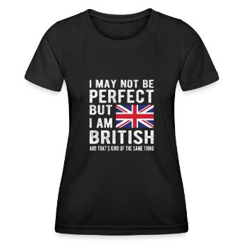 Drapeau britannique De la Grande-Bretagne Origine britannique - T-shirt sport Femme - noir - Devant - AI Model Female 172 light (172cm)