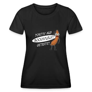 Bockwurst Wurst Positiv Bratwurst - Frauen Funktions-T-Shirt - Schwarz - Vorne - AI Model Female 172 light (172cm)
