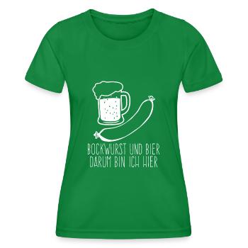 Bockwurst und Bier Wurst Bratwurst - Frauen Funktions-T-Shirt - Kelly Green - Vorne - AI Model Female 172 dark (172cm)