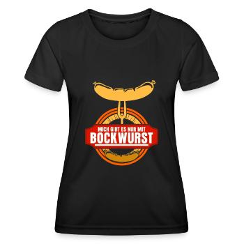 Bockwurst Wurst Würstchen Bratwurst - Frauen Funktions-T-Shirt - Schwarz - Vorne - AI Model Female 172 light (172cm)