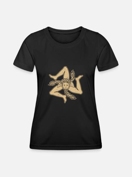 Sicilia Italia Armoiries Drapeau Palerme - T-shirt sport Femme - noir