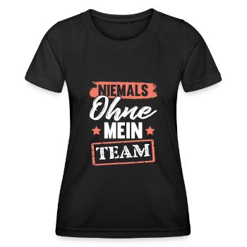 Niemals ohne Team - Frauen Funktions-T-Shirt - Schwarz - Vorne - AI Model Female 172 light (172cm)