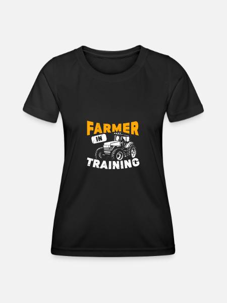 Funny Farm Tractor Farming Farmer In Training - Women's Functional T-Shirt - black