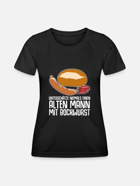 Bockwurst Wurst Alter Mann Bratwurst - Frauen Funktions-T-Shirt - Schwarz