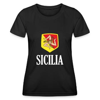 Sicilia Palermo Italian Coat of Arms Sicily - Women's Functional T-Shirt - black - Front - AI Model Female 172 light (172cm)