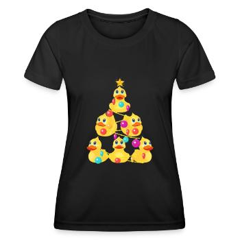 Gummi Ente Weihnachtsbaum - Frauen Funktions-T-Shirt - Schwarz - Vorne - AI Model Female 172 light (172cm)