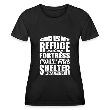 Psaume 91 Versets bibliques chrétiens - T-shirt sport Femme - noir - Devant - AI Model Female 172 light (172cm)