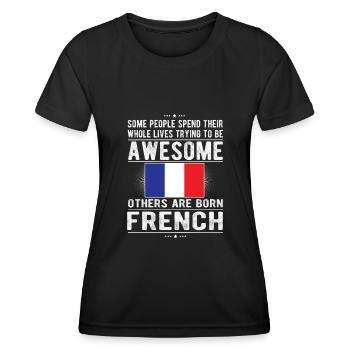 Français France Drapeau Français origine - T-shirt sport Femme - noir - Devant - AI Model Female 172 light (172cm)
