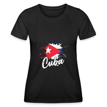 | du drapeau cubain Cuba - T-shirt sport Femme - noir - Devant - AI Model Female 172 light (172cm)