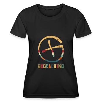 Geocaching Target Cross | Geocaching - Women's Functional T-Shirt - black - Front - AI Model Female 172 light (172cm)