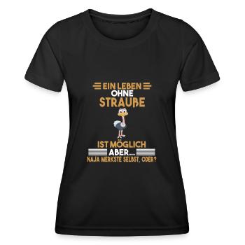Zootier Strauß - Frauen Funktions-T-Shirt - Schwarz - Vorne - AI Model Female 172 light (172cm)