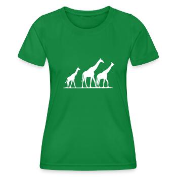 Giraffes Africa Safari Animal Motif Print Print - Women's Functional T-Shirt - kelly green - Front - AI Model Female 172 dark (172cm)