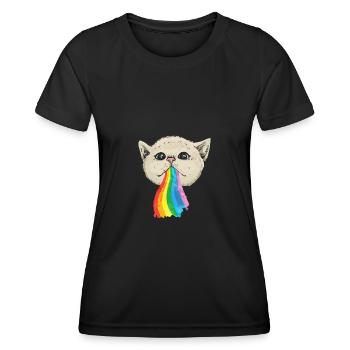 Rainbow poop shirt for cat lovers - Women's Functional T-Shirt - black - Front - AI Model Female 172 light (172cm)