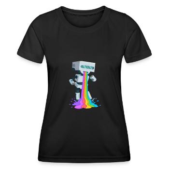 Rainbow poop shirt for robot fan - Women's Functional T-Shirt - black - Front - AI Model Female 172 light (172cm)