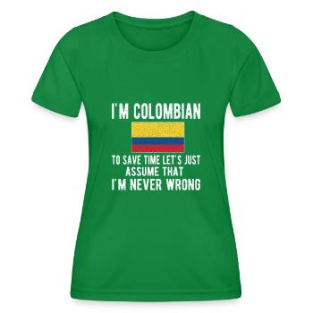 Colombie Colombie Drapeau colombien - T-shirt sport Femme - vert - Devant - AI Model Female 172 dark (172cm)