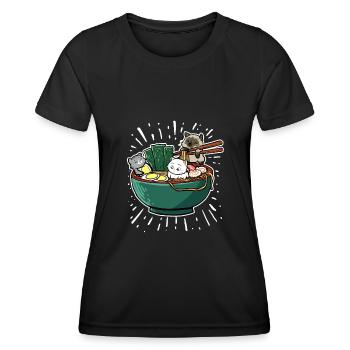 Japanisch Ramen Nudeln Schale Kawaii Anime Katze - Frauen Funktions-T-Shirt - Schwarz - Vorne - AI Model Female 172 light (172cm)