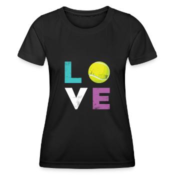 Retro Love Tennis | Tennis - Frauen Funktions-T-Shirt - Schwarz - Vorne - AI Model Female 172 light (172cm)
