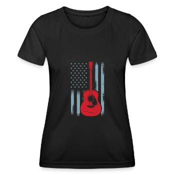 USA Flag Guitar | Guitar - Frauen Funktions-T-Shirt - Schwarz - Vorne - AI Model Female 172 light (172cm)