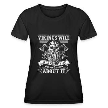 Wikinger Wikinger Nordmythologie - NORSE - Frauen Funktions-T-Shirt - Schwarz - Vorne - AI Model Female 172 light (172cm)