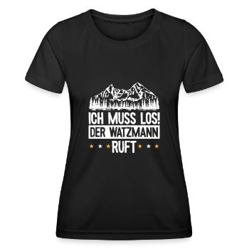 Der Watzmann ruft Berchtesgaden Wandern - Frauen Funktions-T-Shirt - Schwarz - Vorne - AI Model Female 172 light (172cm)