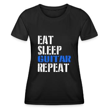 Eat. Sleep. Guitar. Repeat. - Frauen Funktions-T-Shirt - Schwarz - Vorne - AI Model Female 172 light (172cm)