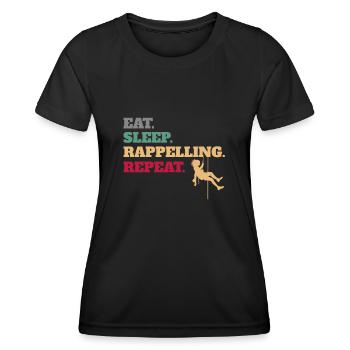 Manger dormir En rappel Répéter - T-shirt sport Femme - noir - Devant - AI Model Female 172 light (172cm)
