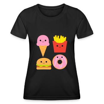 Lustiges Essen Niedliches Essen - Frauen Funktions-T-Shirt - Schwarz - Vorne - AI Model Female 172 light (172cm)