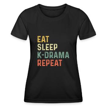 Kdrama K-Drame K Drame Séoul Kpop K-Pop Hallyu - T-shirt sport Femme - noir - Devant - AI Model Female 172 light (172cm)