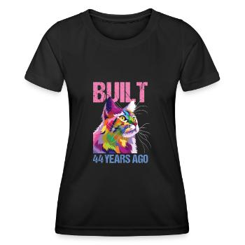 44ème anniversaire Chat Vintage Cadeau - T-shirt sport Femme - noir - Devant - AI Model Female 172 light (172cm)