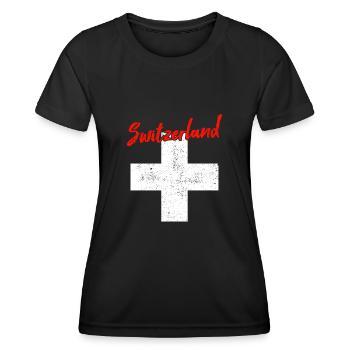 Suisse Suisse - T-shirt sport Femme - noir - Devant - AI Model Female 172 light (172cm)