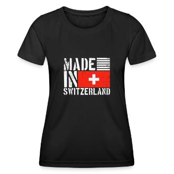 Suisse Swiss Funny Saying - T-shirt sport Femme - noir - Devant - AI Model Female 172 light (172cm)