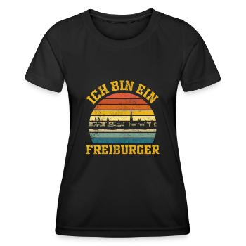 Stadt & Heimat | Freiburg - Ich bin Freiburger - Frauen Funktions-T-Shirt - Schwarz - Vorne - AI Model Female 172 light (172cm)