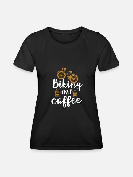 Radfahren Und Kaffee fahrrad - Frauen Funktions-T-Shirt - Schwarz