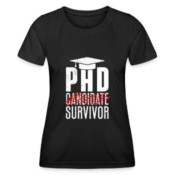 Thèse de doctorat survivant réussi - T-shirt sport Femme - noir - Devant - AI Model Female 172 light (172cm)