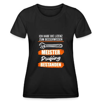 Lizenz zum Besserwissen Meisterprüfung - Frauen Funktions-T-Shirt - Schwarz - Vorne - AI Model Female 172 light (172cm)