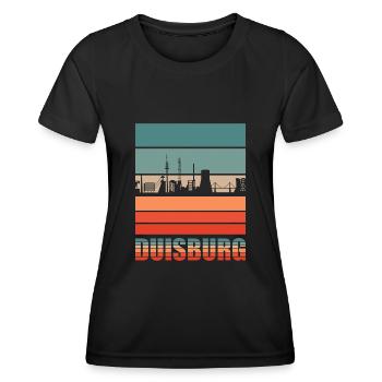 Duisburg Stadt Ruhrgebiet Skyline - Frauen Funktions-T-Shirt - Schwarz - Vorne - AI Model Female 172 light (172cm)