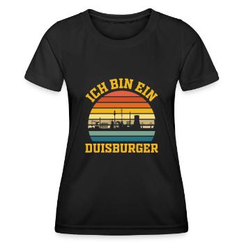 Retro Duisburg - Frauen Funktions-T-Shirt - Schwarz - Vorne - AI Model Female 172 light (172cm)