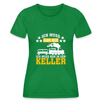 Modellbahner Spruch Modelleisenbahn - Frauen Funktions-T-Shirt - Kelly Green - Vorne - AI Model Female 172 dark (172cm)