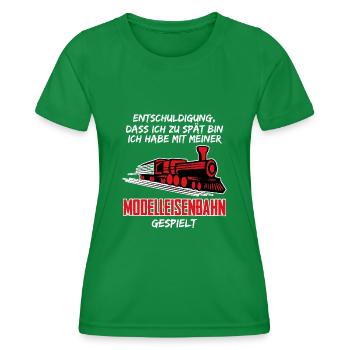 Modellbahner Eisenbahn Modelleisenbahn - Frauen Funktions-T-Shirt - Kelly Green - Vorne - AI Model Female 172 dark (172cm)