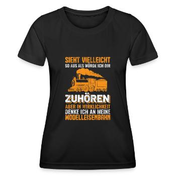 Modellbau Eisenbahn Modellbahner - Frauen Funktions-T-Shirt - Schwarz - Vorne - AI Model Female 172 light (172cm)