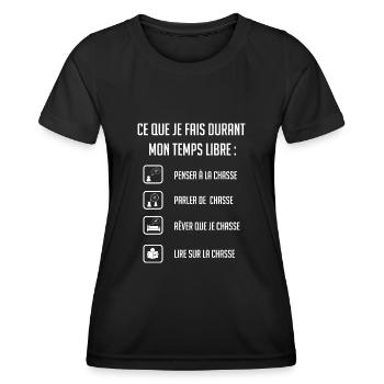 Chasseur accro amoureux chasse temps libre loisirs - T-shirt sport Femme - noir - Devant - AI Model Female 172 light (172cm)