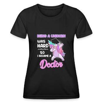 Doktorin 2022 Doktor Einhorn Promotion - Frauen Funktions-T-Shirt - Schwarz - Vorne - AI Model Female 172 light (172cm)