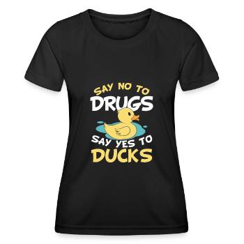Yellow Rubber Duckie Say No To Drugs Say Yes To You - Women's Functional T-Shirt - black - Front - AI Model Female 172 light (172cm)
