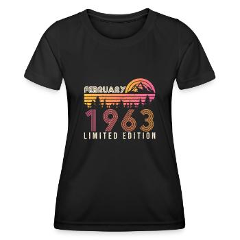1963 Millésime limité en février - T-shirt sport Femme - noir - Devant - AI Model Female 172 light (172cm)