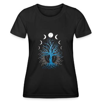 Mondphasen Hexerei-Hexen-Baum Des Lebens - Frauen Funktions-T-Shirt - Schwarz - Vorne - AI Model Female 172 light (172cm)