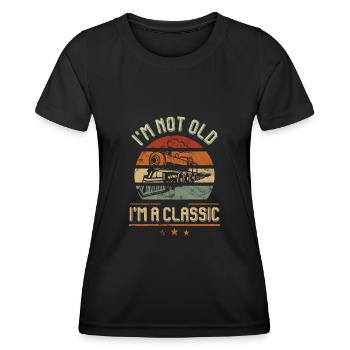 Anniversaire du cheminot - T-shirt sport Femme - noir - Devant - AI Model Female 172 light (172cm)