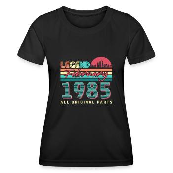 Geboren Februar 1985 Retro - Frauen Funktions-T-Shirt - Schwarz - Vorne - AI Model Female 172 light (172cm)